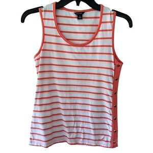 Nautica Fitted Sleeveless Tank Top White and Orange